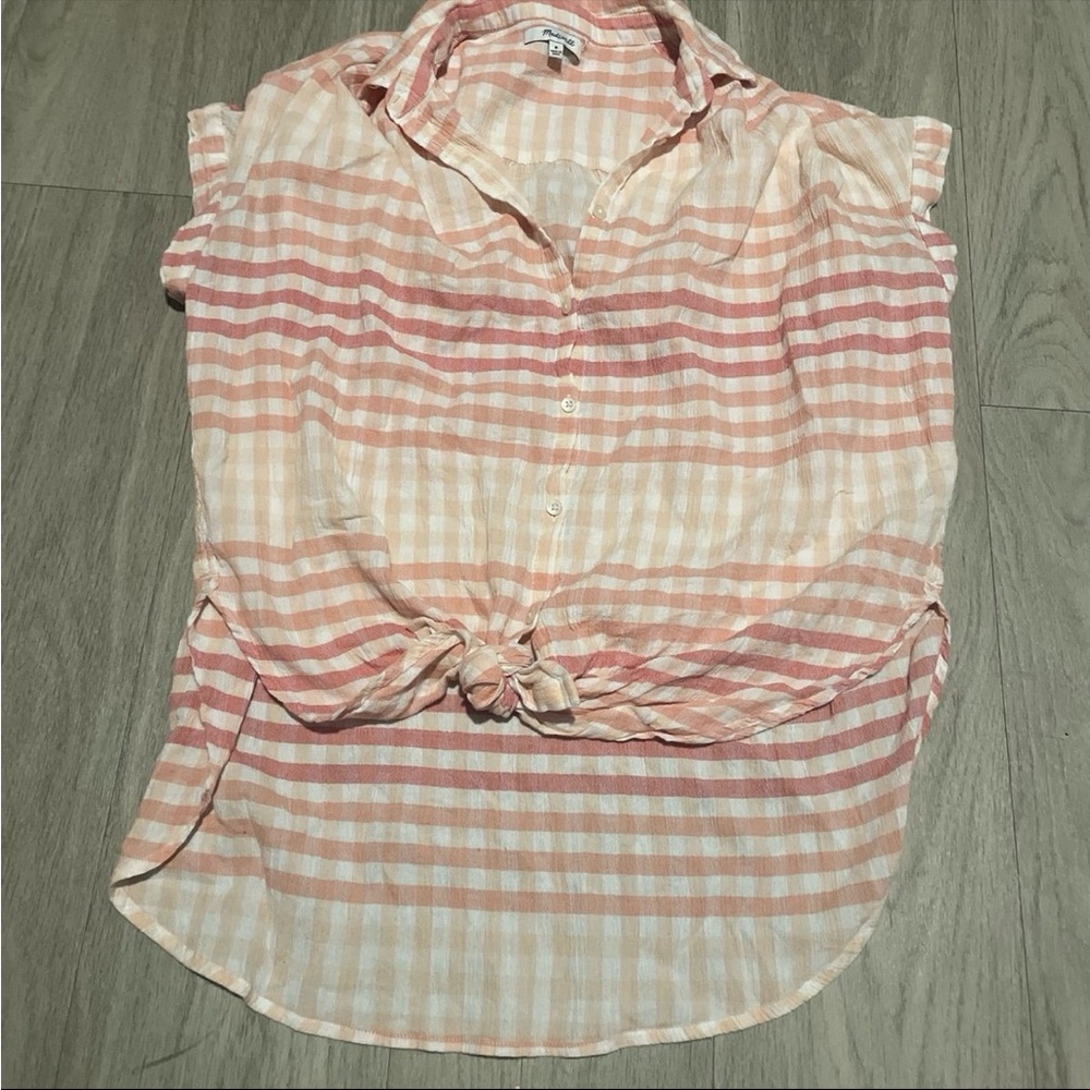 Madewell Peach and Pink Striped Button Down Shirt
